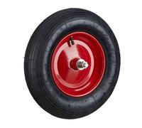 4 neumáticos para carretillas, 4.80 x 4.00-8, rueda de repuesto con cámara de aire y eje, neumático para carretilla con una capacidad de carga de 120 kg, color y rojo