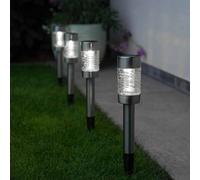 4 Paquete Solar Luces LED Martini Plata Acero Inoxidable Exterior Jardín Estaca