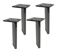 4 patas de acero inoxidable negras para muebles, 20.1 cm, elevadores de metal para soportes de TV, otomanas y armarios, decoración elegante del hogar
