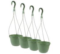 4 PC CESTAS colgantes PP 6 En Dia Planta de macetas colgantes con agujeros de drenaje y ollas de flores al aire libre de gancho para dormitorios, casas, oficinas (verde), macetas colgantes para plant