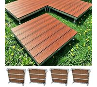 4 PCS Composite Built Deck Platform Kit Terraza Modular Madera Plástica WPC | Suelo Flotante Exterior, Baldosas De Terraza Con Soporte Ajustable for Jardín(Rosso)