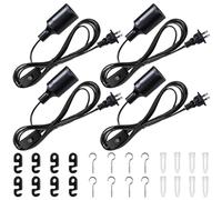 4 pcs Portalámparas E27 con interruptor, cable de lámpara, adaptador de lámpara E27, portalámpara E14, cable con interruptor, lámpara colgante, lámpara de pie, lámpara de cabecera, base para lámpara