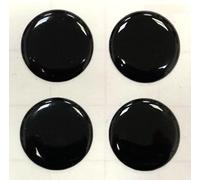 4 pegatinas redondas de 20 mm de diámetro, color negro parche gel abovedado brillante