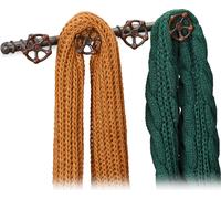 4 percheros de pared estilo industrial, con 4 ganchos para ropa, diseño de tubería, decoración de hierro fundido, estilo rústico, dimensiones: 6,5 x 46,5 x 6 cm, color marrón