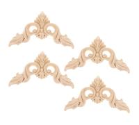 4 Piezas Aplique de Madera para Muebles Decorativo sin Pintar | Piezas Beige de Madera, Estilo Clásico Elegante, , para Decorar Paredes y Muebles