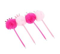 4 Piezas Bolígrafo Esponjoso Pompón Kawaii Portátil Cómodo | Material PP Plástico y Fieltro, Diseño Creativo y Elegante, Adecuado para Autógrafos y Eventos Escolares