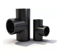 4 Piezas De Accesorios De Tubería De 3 Vías Camiseta De PVC Negro, Adaptador Conexión Codo SCH40 De Grado Muebles ID20-50MM Adecuado For Estructuras De Soporte Bricolaje, Riego, Invernaderos(40mm)
