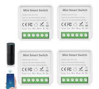 4 piezas de módulo de interruptor de luz inteligente de 1 vía, interruptor de luz de Smart Home, interruptor Smart Life, módulo de relé de interruptor mini DIY de WLAN, compatible con Alexa y Google