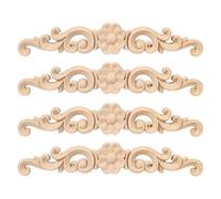 4 piezas de molduras europeas talladas sin pintar, apliques de madera para cama, cabecero, armario, puertas, bricolaje, apliques de madera de 6.3 pulgadas para muebles
