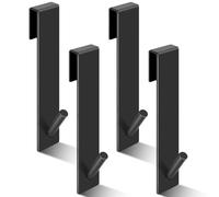 4 Piezas Ganchos Toallas con Capas Espuma, 17.8cm Perchero Puerta Baño Sin Taladrar, Gancho Acero Inoxidable para Colgar Ropa, Colgador para Vidrio Sin Marco, Mampara Ducha, Dormitorio, Cocina (Negro)