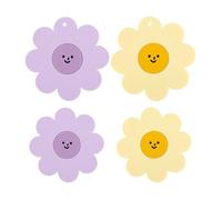 4 Piezas Girasol Posavasos Silicona, Resistente Al Calor Posavasos Antideslizantes, Coasters Morado y Amarillo, Ideal para Tazas y Ollas