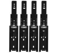 4 Piezas Guías Telescópicas para Cajones, Extensión Total, 5 | Acero Laminado en Frío Negro, Montaje Lateral Doble Rodamiento, Uso para Armarios y Cubos