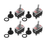 4 Piezas Interruptor de Palanca de 12mm, 15, 6 Pines, 3 Posiciones | Cuerpo Aislado de Plástico y Aleación, Negro, para Iluminación y Electrodomésticos, Interior y Exterior