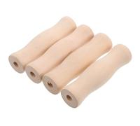 4 Piezas Mango de Madera, Empuñadura Resistente de Color Claro | Accesorio de Cocina para Cocinar, Fácil de Limpiar, Uso Práctico en Interior y Exterior
