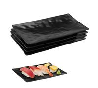 4 Piezas Platos Rectangulares, Platos de Postre Color Negro Mate, Platos de Aperitivos para Sushi, Juego de Vajilla para Carne, pour Sushis, Snacks, Salade, Antipasti et Accompagnements(Modelo B)