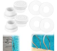 4 Piezas Pool Ladder Bumpers for Inground Pool 4 Piezas de Escalera de Goma para Piscina, tapón Interior para Anillo de Escalera se Adapta a Tubos de identificación de 1,9 Pulgadas (Blanco)