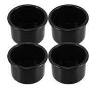 4 Piezas Portavasos de Plástico Negro, Inserto Empotrado | Repuesto para Cabina de Camión y Carrito de Golf, para Latas y Botellas, Limpieza Fácil