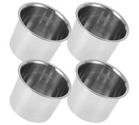 4 Piezas Recipiente de Acero Inoxidable Redondo 0.7l | Acabado Plata, Diseño Asa y Borde Curvo, Organización Apilable, para Comedor y Servicio de Buffet