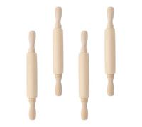 4 Piezas Rodillo de Madera Maciza para Amasar, Clásico | Superficie Lisa y Antiadherente, Uso Doméstico y Repostería, Ayuda a Extender Masa Uniforme