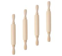 4 Piezas Rodillo de Madera para Amasar Masa, Diseño Clásico | Superficie Lisa y Pulida, Acabado Antiadherente, Uso Doméstico, Pan y Masa de Tortilla