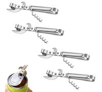 4 Piezas Sacacorchos Abrelatas Multifuncional 3 En 1 Abridor Botellas Vino Abridor Botellas Cerveza Acero Inoxidable, Para Personas Mayores, Uso En Cocina Y Bar