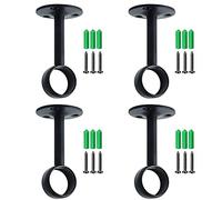 4 Piezas Soporte de Barra Cortina, Soportes de Metal de Cortina, Negro Soporte de Barra de Cortina, con 6 Tornillos y 6 Tornillos de Expansión, El Soporte se Instala en el Techo para Colgar el Poste