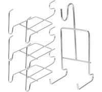 4 Piezas Soporte para Tazas de Café Expositor de Mesa, de Hierro | Acabado Plata, Diseño Moderno Sencillo, para Platillos, Señales y Vitrinas de Colección