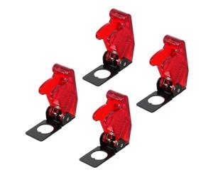 4 Piezas Tapa Abatible de Seguridad 12mm Asw-07d para Palanca | Hierro y Plástico, Ayuda de Bloqueo contra Toques, Rojo, para Técnicos y Proyectos de Electrónica