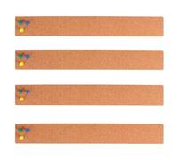 4 Piezas Tiras de Corcho Natural sin Marco 5x38cm con Chinchetas | Color Caqui, Instalación Fácil y Portátil, para Oficinas y Aulas, Incluye Chinchetas