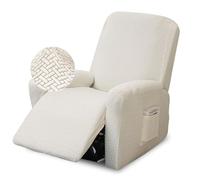 4 piezas todo incluido funda de sillón elástica con bolsillos, funda de sofá para sillón de TV, lavable, funda de sillón reclinable, para sillón reclinable, sillón individual (Beige)
