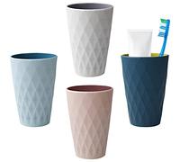 4 Piezas Vaso Cepillo de Dientes, Taza de Plástico, Resistente y Duradero