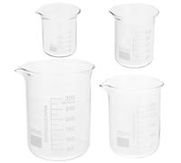 4 Piezas Vaso de Laboratorio de Vidrio 250ml con Vertedor y Escala Graduada | Base Estable, Resistencia al Calor, para Soluciones y Líquidos, Uso en Educación y Experimentos Científicos
