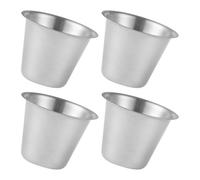 4 Piezas Vaso para Condimentos Redondo de Acero Inoxidable 80ml | Borde Liso y Base Plana, Color Plata, para Buffet y Servicio en Mesa