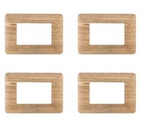 4 placas compatibles con Bticino Matix, placas de plástico (3 plazas/módulos, madera clara)