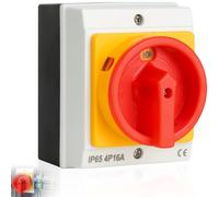 4 Polos 16A Interruptor Principal Giratorio con Carcasa Impermeable IP65, Interruptores de Desconexión Carga para Sistemas Eléctricos Industriales Comerciales Conectar y Desconectar Circuitos Pequeños