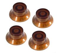 4 pomos de guitarra con sombrero superior para control de tono de volumen con eje de 6 mm, números negros sobre carcasa acrílica transparente para reemplazo de piezas de guitarra eléctrica (marrón