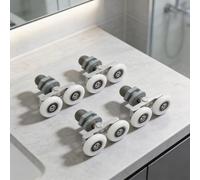 4 rodillos de repuesto para puerta de ducha con rodamientos de latón y ruedas de nailon, compatibles con varios diámetros de puerta de ducha para uso en baño (27 mm)