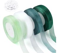 4 rollos de cinta de organza verde, cinta de regalo ancha, cinta decorativa ancha, cinta de organza transparente, decoración de bodas para regalo, manualidades, lazos (45 m x 20 mm)