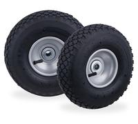 4 ruedas para carretilla, 3.00-4, neumáticas, juego completo con llanta de acero, para eje de 16 mm, capacidad de 100 kg, neumático de repuesto, color y gris