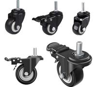 4 ruedas para muebles, de 50 mm de diámetro, con tornillo M8 x 25 mm, ruedas giratorias silenciosas, 2 de ellas con freno, capacidad de hasta 70 kg (por rueda), rotación de 360°, ruedas de goma para t