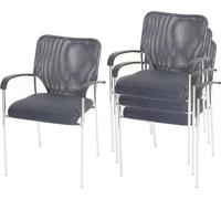 4 sillas para visitantes Tulsa, sillas de conferencia apilables, tapizadas en tela/textil Asiento gris, respaldo gris