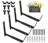 4 soportes de caja de ventana, soportes ajustables de 5.9 a 11.8 pulgadas para alféizar de ventana, macetas de balcón, macetas para barandillas, soporte colgante al aire libre para valla, balcón