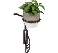4 soportes para macetas de pared, diseño de una rueda, hierro fundido, para decoración en exteriores, resistentes a la intemperie, diámetro 13 cm, color marrón oscuro