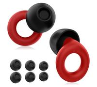 4 tamaños Reemplazable Tapones Oidos Ruido Dormir,Tapones oidos ruido dormir,Tapone Oído de Silicona Reutilizables Lavableques,Protección Auditiva,para dormir, concentrarse o viajar,Rojo + negro