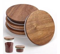 4 tapas para tarros Weck con diámetro de 100 mm, madera de acacia, tulipanes, tapa de cristal con silicona, hermética, tapa de madera, reutilizable, apta para modelos de cristal Weck 738, 739, 740