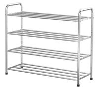 4-Tier Stainless Steel Shoe Rack, Upgraded Version, Shoe Organizer, Holds 12-16 Pairs of Shoes, for Living Room, Wardrobe and Hallway, 68 x 26 x 65 cm
