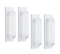 4 Tiradores Autoadhesivos Blancos 10x2.5cm Puerta Corredera Armario | Sin tornillos, exterior balcón, robusto duradero, fácil instalar, deco hogar, muebles cocina, set práctico portable