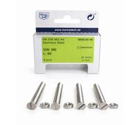 4 tornillos avellanados con tuercas, M6 x 60 mm, DIN 963/934, ranura A4 SW10, acero inoxidable V4A AISI316, resistente a los ácidos y al agua de mar