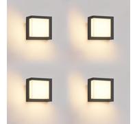 [4 UDS] Aplique Led Exterior Pared 15W Impermeable IP65 2700K 3200K 4000K Luz Ajustable Muro Interior Foco Lámparas Terraza Diseño Cuadrado Negro Apliques Candeeiro El Palique Jardín Dormitorio