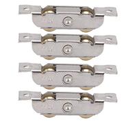 4 Uds Puerta Corredera Conjunto de Rodillos Tándem Rodillo de Puerta de Rodamiento de Bolas de Cobre de Acero Inoxidable para Puerta de Vidrio (rueda cóncava)